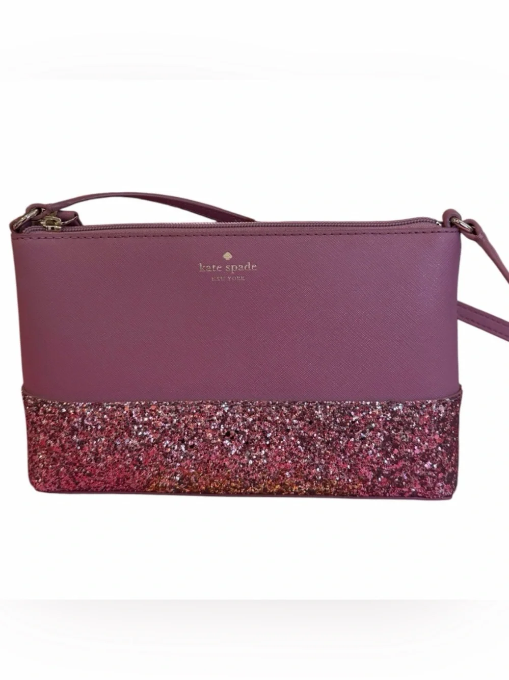 Kate Spade Pink Glitter Saffiano Leather Crossbody Bag Like New Authentic